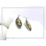 Maltese Cross Drop Earrings. Medieval Jewelry: Oxidized and 18K Gold-Filled Sterling Silver