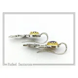 Natural Lapis Lazuli Olive Branch Earrings: Oxidized Sterling Silver, 18K Gold Filled Filigree Bezel