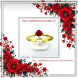 Alabaster Rose Shaped Gem Handmade Statement Ring: Love Symbol 18k Gold-Filled Sterling Silver