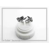 Oxidized Sterling Silver Olive Branch Adjustable Ring: Floral Jewelry Greek Mythology Peace Symbol