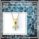 18K Solid Gold Tiny Minimal Natural Gemstone Pendant: Brillant cut Amethyst, Peridot, Garnet, Topaz