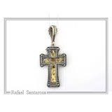 Byzantine Cross Necklace: 18k Gold Filled Filigree Silver Decoration on Oxidized Sterling Silver base