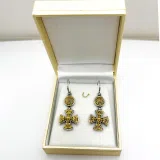 Byzantine religious statement handmade cross earrings, sterling silver 18K gold filled