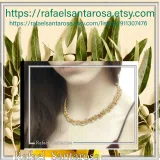 Olive Leaf Branch Beaded Floral Necklace Ancient Greek Symbol of Peace & Victory: Oxidized Silver
