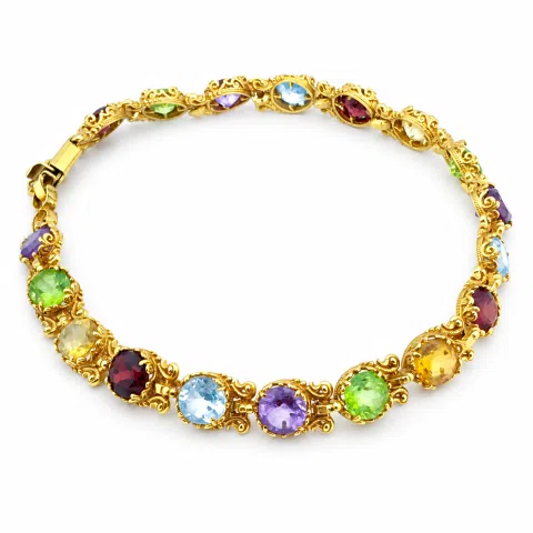 Natural Gemstone Multi stone Tennis Bracelet: Sterling Silver 18K Gold Filled Byzantine ornaments