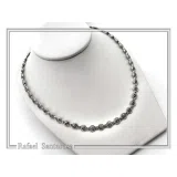 Spiral Eternity Symbol Beaded Necklace: Ancient Greek Museum Replica Jewelry Oxidized Sterling Silver