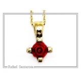Rose Flower Pendant: Handmade Sculptured Alabaster and 18K Gold-Filled Sterling Silver Necklace