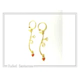 Gold-Filled Sterling Silver Rose Earrings: Red & White Alabaster Flowers