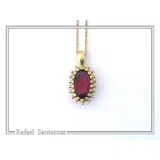 Handmade Garnet Pendant: Sterling Silver 18K Gold-Filled Bezel