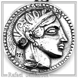 Ancient Greek Tetradrachm Owl Coin Pendant: Athena Wisdom Goddess Oxidized Sterling Silver Museum replica