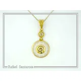 Greek Marble Sunflower Spiral Pendant: 18k Gold-Filled Sterling Silver Necklace