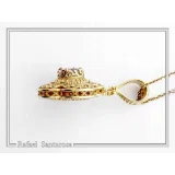 Byzantine Cross Sky-Blue Topaz Pendant: Handmade Filigree 18k Gold Filled Sterling Silver Necklace