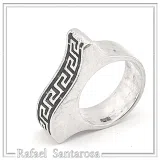 Oxidized Sterling Silver Greek Key weave Ring: Handmade Meander Museum Inspired Jewelry