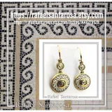 Handmade Marble Greek Key Spiral Dangle Earrings: Sterling Silver 18K Gold-Filled