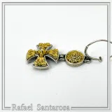 Byzantine religious statement handmade cross earrings, sterling silver 18K gold filled