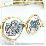 Beaded Museum Greek Coins Bracelet: Oxidised and 18K Gold Filled Sterling Silver replicas