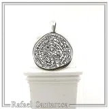 Ancient Greek Calendar Charm museum replica Oxidized Sterling Silver Phaistos Disc Pendant