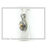 Byzantine natural Pearl Pendant: Oxidized Sterling Silver and Gold-Filled Filigree Necklace