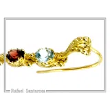 Byzantine Filigree Multi Gemstone Dangle Beaded Earrings: 18k Gold-Filled Sterling Silver