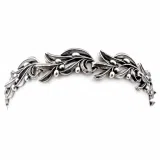 Olive Leaf Branch Beaded Bracelet Peace Symbol: Oxidized Sterling Silver Handmade Greek Jewelry