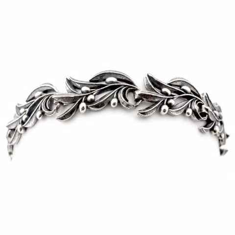 Olive Leaf Branch Beaded Bracelet Peace Symbol: Oxidized Sterling Silver Handmade Greek Jewelry