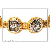 Greek Coins Museum Replicas Beaded Bracelet: 18K Gold-Filled and Oxidized Sterling Silver