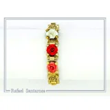 Alabaster Rose Flower Gems Beaded Floral Ring for Girls: 18K Gold Filled Sterling Silver