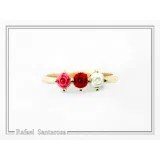 Sculptured Alabaster Rose Flowers Floral Statement Ring: 18K Gold-Filled Sterling Silver