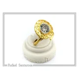 Alexander the Greek coin adjustable ring oxidized, and 18K gold filled sterling silver Greek Key