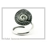 18K Gold Chi Rho Christogram on Oxidized Sterling Silver Adjustable Ring, Byzantine Prayer Talisman