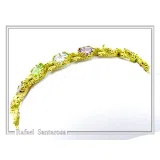 Natural Gemstone Multi stone Tennis Bracelet: Sterling Silver 18K Gold Filled Byzantine ornaments