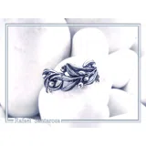 Olive Branch Band Ring, Greek Mythology Floral Jewelry: Oxidized Sterling Silver