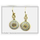 Handmade Marble Greek Key Spiral Dangle Earrings: Sterling Silver 18K Gold-Filled