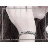 Olive Leaf Branch Beaded Bracelet Peace Symbol: Oxidized Sterling Silver Handmade Greek Jewelry