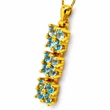 Natural Sky Blue Topaz Beaded Dangle Pendant: Silver 18k Gold Filled, Brilliant Cut Gems