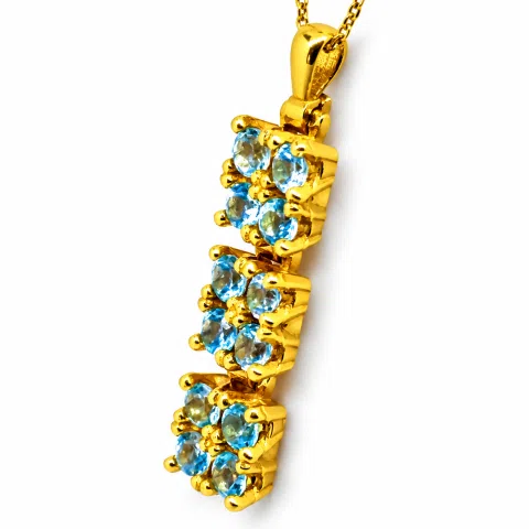 Natural Sky Blue Topaz Beaded Dangle Pendant: Silver 18k Gold Filled, Brilliant Cut Gems