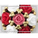 Handmade Alabaster Rose Flowers Necklace: Sterling Silver 18K Gold Filled Floral Pendant
