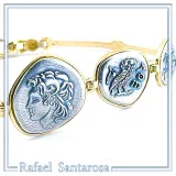 Beaded Museum Greek Coins Bracelet: Oxidised and 18K Gold Filled Sterling Silver replicas