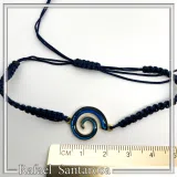 Blue Enamel Spiral Eternity Symbol Macrame Cord Charm Bracelet: 18K Gold Filled Sterling Silver