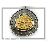 Jesus Christ Victorious Necklace: 18K Gold Christogram & Oxidized Sterling Silver. ICXC NIKA Orthodox Prayer.