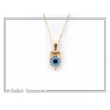 Evil Eye Necklace, Byzantine Filigree Talisman Against Evil: Sterling Silver 18K Gold Filled Charm