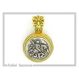 St. George Killing Dragon Jesus Christ Talisman Pendant: Oxidized and 18K Gold Filled Silver