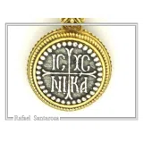 Jesus Christ Wins ICXC NIKA Talisman Constantinato Necklace: Oxidized Sterling Silver Gold filled filigree