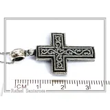 Oxidized Sterling Silver Men Cross Pendant: Byzantine Design Christian Necklace