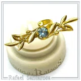 Olive Branch Adjustable Floral Ring: Natural Sky-Blue Topaz, 18K Gold Filled Sterling Silver Ring