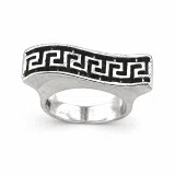 Oxidized Sterling Silver Greek Key weave Ring: Handmade Meander Museum Inspired Jewelry