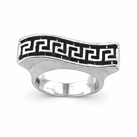 Oxidized Sterling Silver Greek Key weave Ring: Handmade Meander Museum Inspired Jewelry