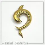 Sterling Silver Dolphin Pendant, 18K Gold Filled Meander Necklace, Ancient Greek Jewelry
