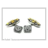 Byzantine Cross Cufflinks for Him: 18K Gold Filled on Oxidized Sterling Silver Oval Base