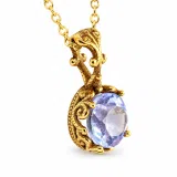 18K solid Gold Filigree delicate Byzantine Pendant: Sky Blue Topaz Filigree Charm